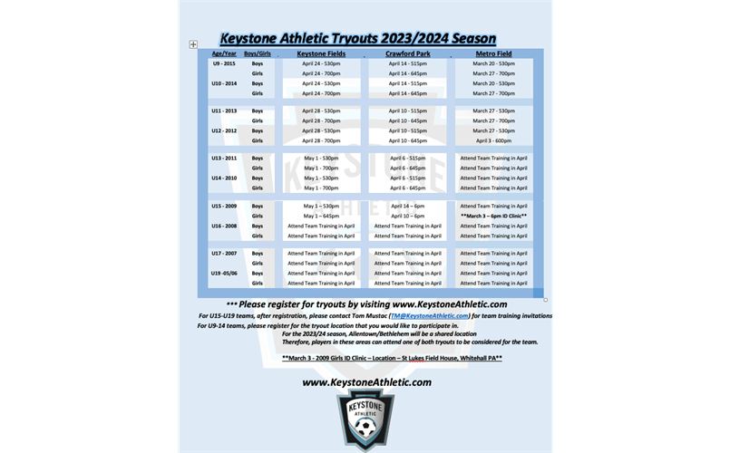 KA 2023/24 Season Tryouts